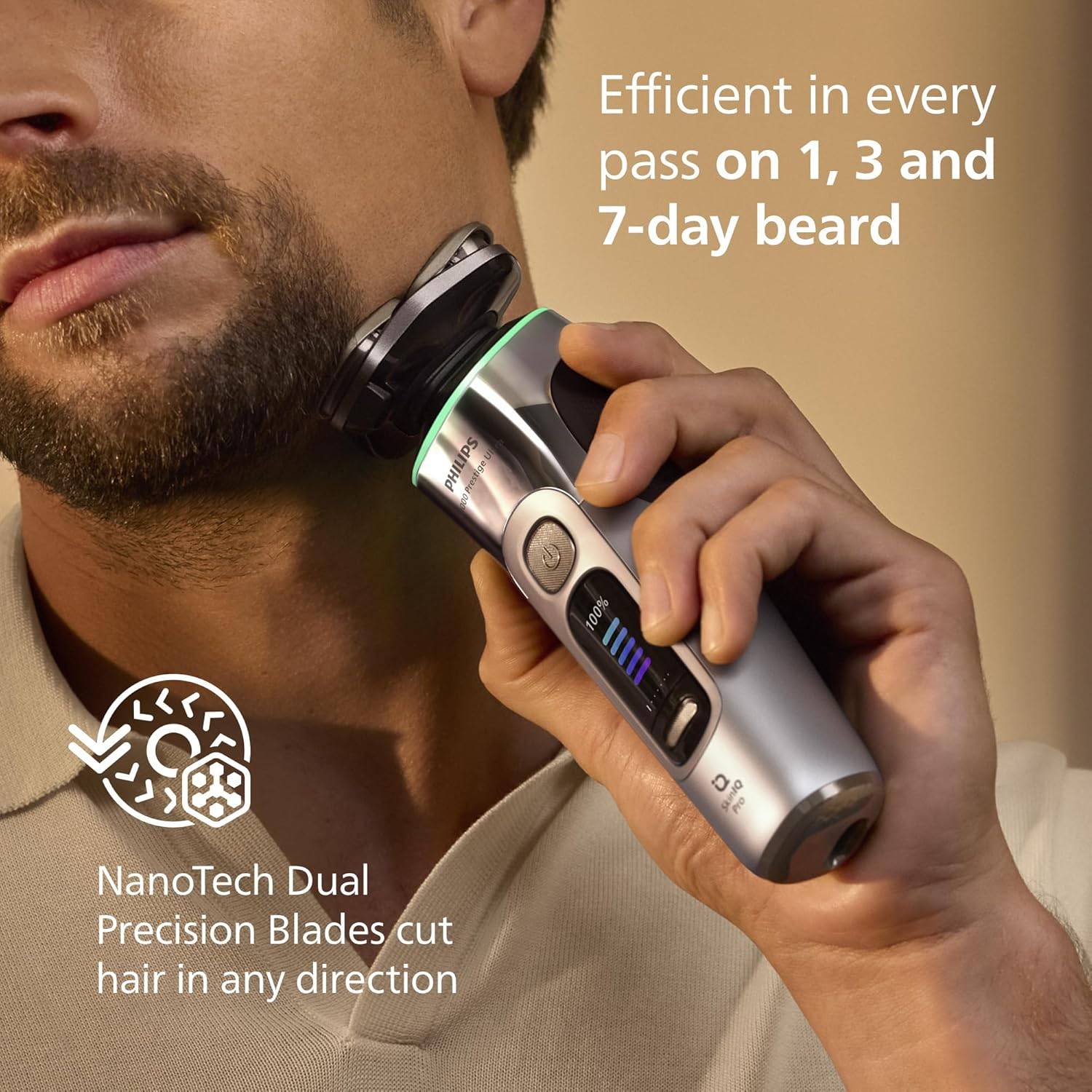 Philips i9000 Prestige Ultra Shaver XP9404/31 | Wet & dry | Ultimate close, comfortable shave | 5 modes | Quick clean system | Light-up charging stand | 60 min cordless | Travel case